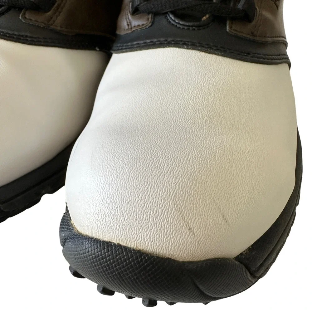 FootJoy GreenJoys Golf Shoes Mens 10‎ White Brown Good Spiked Saddle 45516